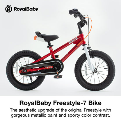 RoyalBaby Freestyle-7 Toddlers Kids Bike 12 Inch Wheel Dual Handbrakes Bicycle Beginners Boys Girls Ages 3-4 Years, Red