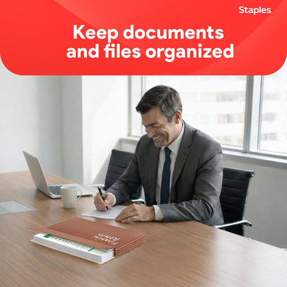 Staples Reinforced Expanding File Pockets, Legal Size, 3.5‑Inch Expansion, Heavy‑Duty Brown Accordion Folders – 25/Pack