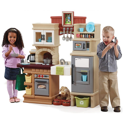 Step2 Heart of the Home Kids Kitchen Playset, Indoor/Outdoor Kitchenette, Interactive Play with Lights and Sounds, Made of Durable Plastic, Includes 40 Piece Toy Accessories, For Toddlers 2+ Years Old