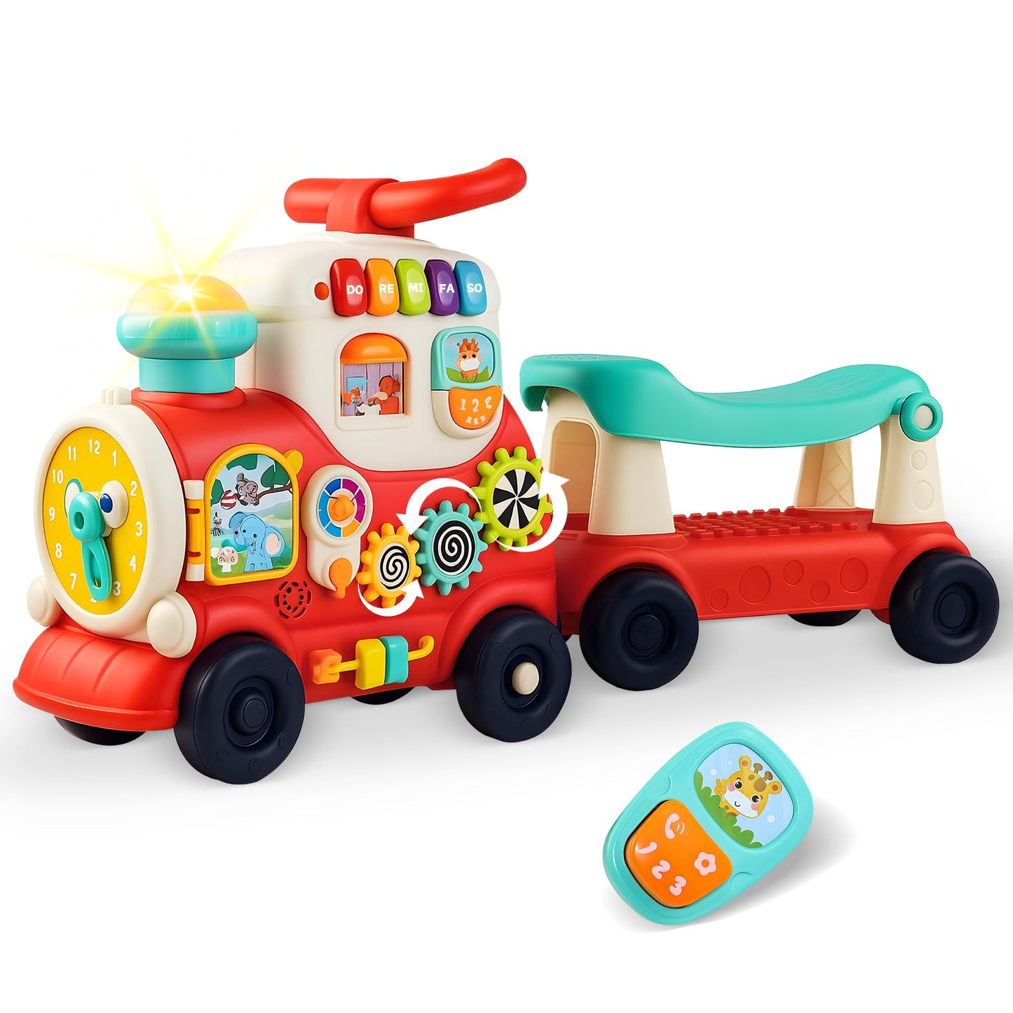 Ride On Toys for Toddlers 1-3 Boys Girls, 4-in-1 Push Pull Sit and Ride Train, Walking Car Toy for 1 Year Old Learning to Walk, Sit-to-Stand Walker for Baby Kids Ages 1 2 3 4 Outdoor Indoor Toy