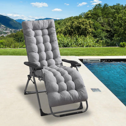 TeqHome Chaise Lounger Cushion 67x22in - Thick Padded Patio Furniture Cushions for Recliner, Rocking Chair & Deck Chair with Ties, Lounge Cushions for Outdoor & Indoor Furniture
