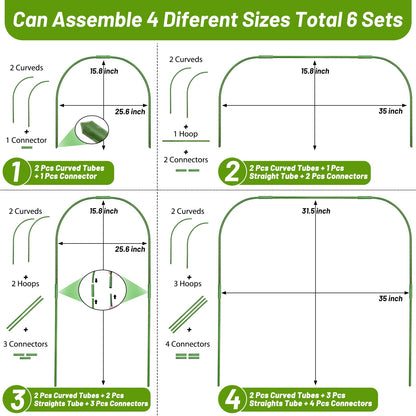 Cludoo 67pcs Garden Mesh Netting Kit,6 Sets Wide Garden Hoops with 10x20 ft Garden Covers Bird Netting& 12 Clips, Garden Protection for Raised Beds Greenhouse Vegetable Plants Flowers Animals