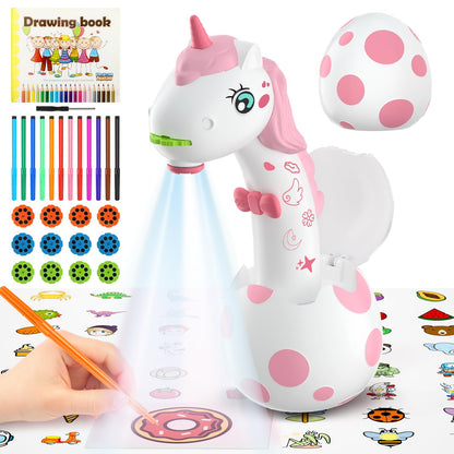KETIEE Unicorn Drawing Projector Toys for Ages 5-7: Smart Art Sketcher Tracing and Drawing Projector for Kids with 96 Stencils, Spring for Girls Boys Ages 3+