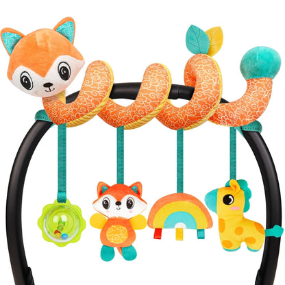 GKDOMS Baby Car Seat Toys Activity Stroller Toy for Boys Girls 0 3 6 9 10 12 Months, Spiral Hanging Plush Toys, Baby Shower Thank You Gifts