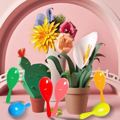 CONEHOY 150 Pcs 4 Inch Mini Maracas Plastic Noisemaker Musical Instruments Neon Maracas Shakers for Kids Birthday Party Classroom Mexican Fiesta Cinco De Mayo Party Favors
