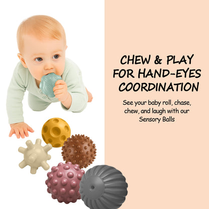ROHSCE Sensory Balls for Babies 6-12 Months, 6PCS Textured Sensory Ball Set, Montessori Toy for Baby Development, Soft Infant Toy for Fine Motor Skills, Early Learning Gift for Baby