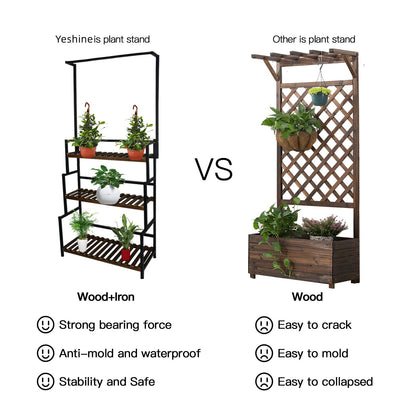 yeshine 3-Tier Hanging Plant Stand Indoor, 68 Inch Tall Metal Plant Shelf for Indoor Multiple Plants, Large Plant Pot Stand Holder, Heavy Duty Ladder Shape Plant Rack for Living Room, Patio, Balcony