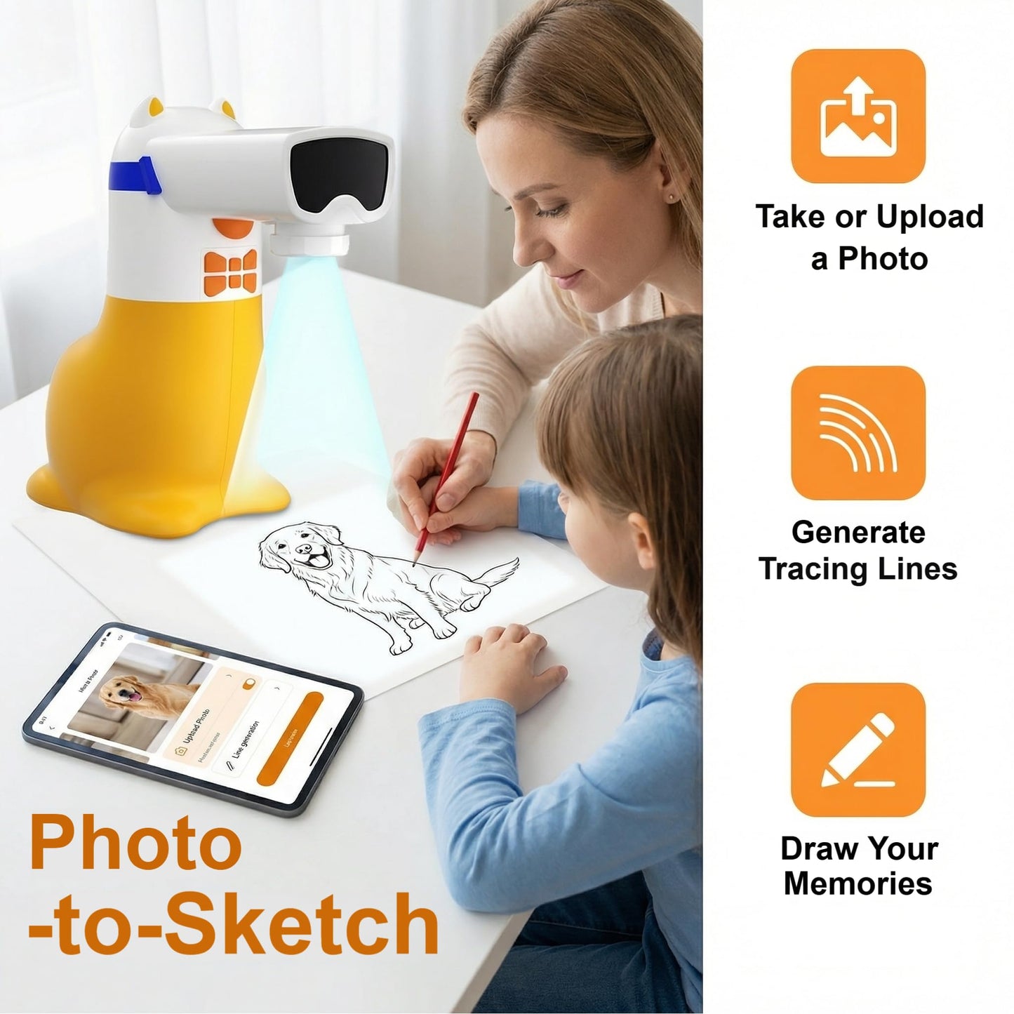 Yoturetoys AI Drawing Projector for Kids, Smart Art Tracing Machine to Inspire Creativity with Voice Learning & Photo-to-Sketch, STEM Educational Toy, Christmas Birthday Gift for Boys Girls Ages 5+