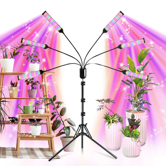 630 LEDs Grow Lights for Indoor Plants, Kalolary Full Spectrum Plant Light with Timer 3/6/9/12/15/18H & 10 Brightness Levels LED Plant Growing Lamps with Tripod Stand