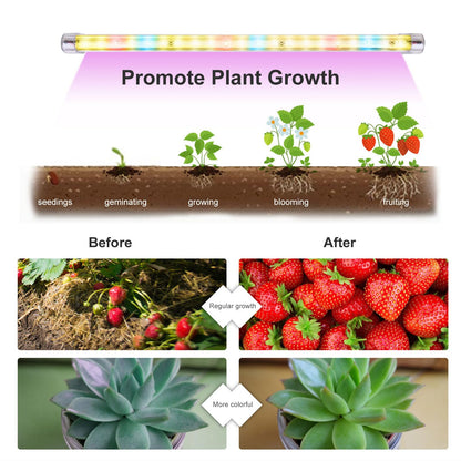 LED Plant Grow Lights Strips for Indoor Plants Full Spectrum with Auto ON & Off Timer, T5 Sunlike Grow Lights Bar Growing Lamps for Greenhouse Shelves Hydroponics Succulent, 4 Dimmable Levels