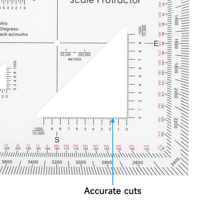 CYA Military Map Protractor Coordinate Scale Map for Land Navigation, Military Style UTM/MGRS Coordinate Scale