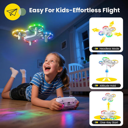 Holy Stone HS180 LED Mini Drone for Kids Beginners, RC Quadcopter with 3 Batteries 21 Min Flight, Easy to Fly, One Key Start, Altitude Hold, 3D Flips, Circle Fly, Headless Mode, Great Easter Gift Toy Drone