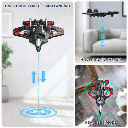 Epstur RC Plane - RC Airplane Fighter, Foam Remote Control Airplanes, RC Plane Fighter Jet with Auto Hover, Headless Mode 3D Flip Colorful LED Lights & 3 Batteries Remote Control Fighter