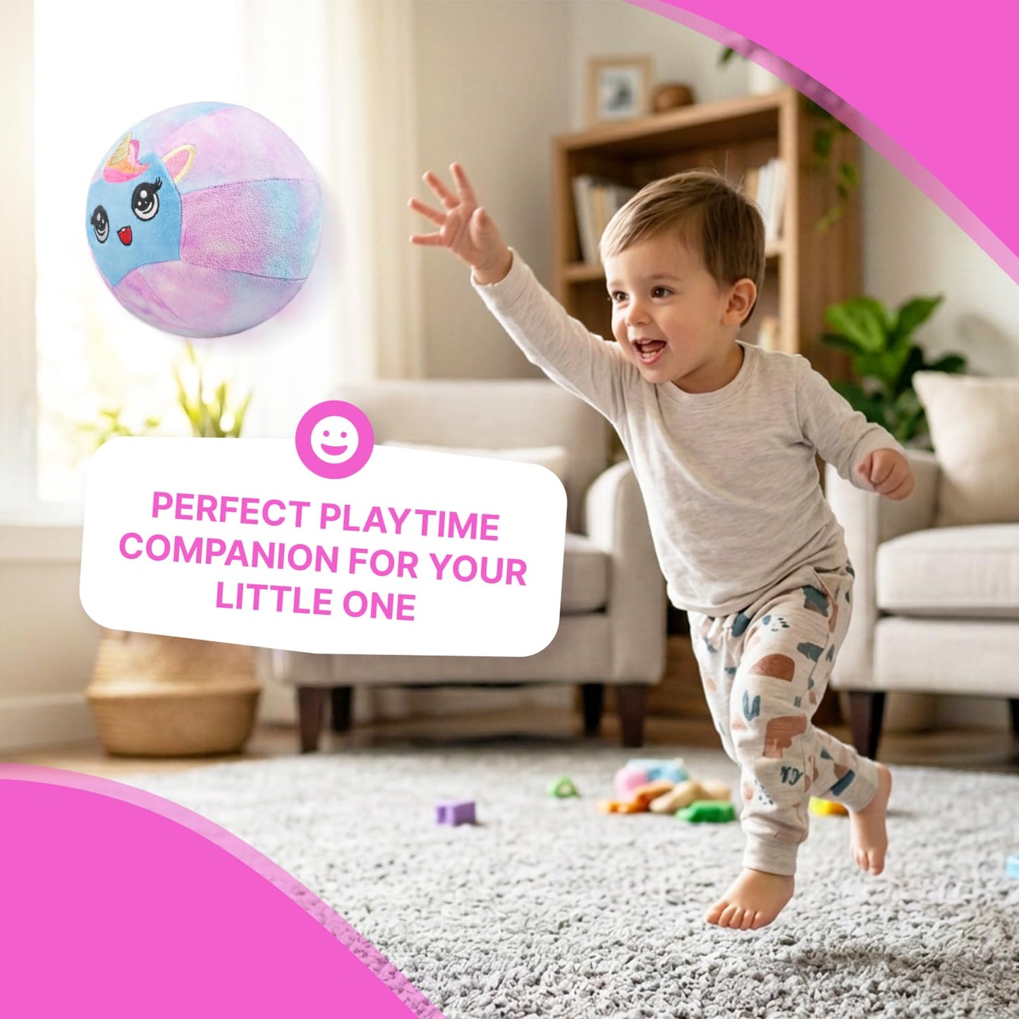 JoyCat Silent Basketball, Inflatable Soft Plush Toddler Basketball, Soundless Ball for Indoor Training and Quiet Dribbling, Unicorn Ball Gift for Girls Boys Ages 2 3 4 5 6