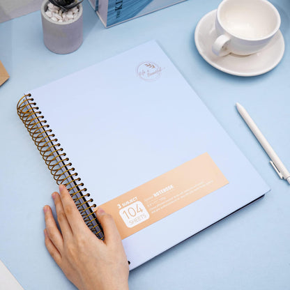 FLYING EAGLE 3 Subject Spiral Notebook Large Spiral Notebook 8.5 X 11, Blue Journal for Women Men, 100 GSM Thick Paper 104 Sheets, Hardcover Notebook for Work, School, Writing, Note Taking Blue