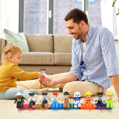 Mruikeny Large Magnetic Figures, 3 Inches Community Figures Set, 12 Pieces Magnetic Play People Magnet Building Toys for Kids Ages 3 4 5 6 7 8+, STEM Learning Toys Magnet Tiles Expansion