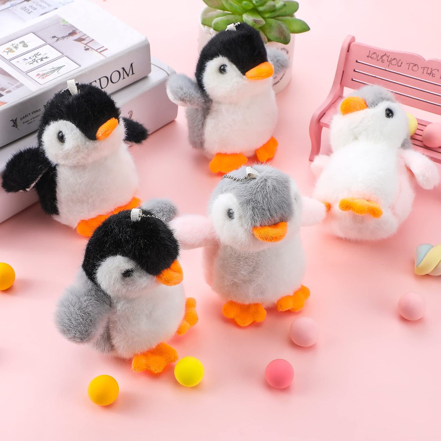 9 Pcs Mini Penguin Stuffed Plush Toys 4.3 Inch Cute Soft Small Penguin Ornament Bulk Hanging Animal Stuffed Toys Gift for Keychain Bag Pendant Christmas Decors Birthday Party Favor(Cute Style)