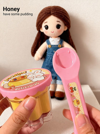 Pudding Feeding Toy for Dolls(2 Packs), Interactive Baby Doll Food with Retractable Spoon, Pretend Play Food for Toddlers 3-5-8, Realistic Role Play Toy for Girls, Easter Basket Stuffers Gifts