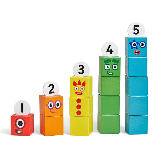 hand2mind Numberblocks One to Five Wooden Blocks, Wood Building Blocks for Toddlers 2-4 Years, Stacking Toys, Montessori Math Materials, Color Sorting Daycare Toys, Preschool Learning Activities