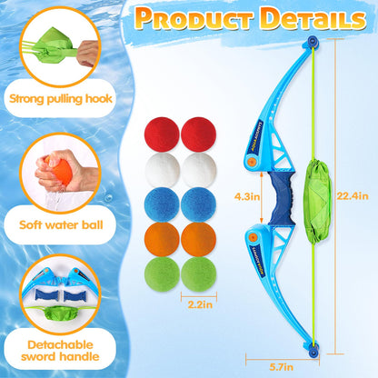 AOSPHYS 10Pcs Reusable Water Balloons with Bow and Arrow for Kids, Pool Beach Water Fight Equipment for Boys and Girls, Outdoor Summer Toys for Kids Ages 3-12