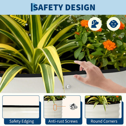 Garvee 2 Pack 10x4x1.5ft Galvanized Raised Garden Bed Kit, Oval Metal Planter Boxes with Anti-Cut Safety Edges, Rust-Resistant Deep Root Planters for Outdoor Vegetables, Flowers, Herbs, Beige
