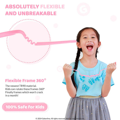 Geborilma Unbreakable Eyeglasses for Kids Flexible Glasses - XS Toddler Glasses Frames 1-3 - Baby Eyeglass Frames 43-15-128