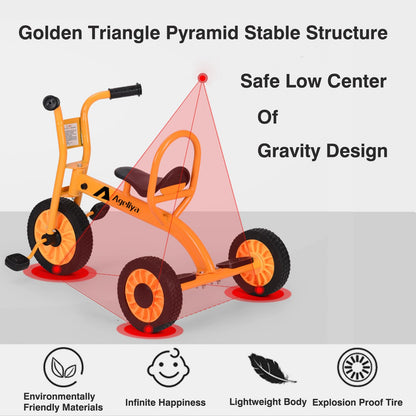 Ageliya Preschool Kids Tricycle for Rider Age 3-5, Durable Metal Pedal Trike for Boys Girls, Big Kid Tricycle with Non-Slip Grip, Solid Rubber Tires -Outdoor Playschool Daycare Playground Equipment