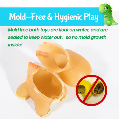 No Hole Dinosaur Bath Toys - Color Change Bath Toys for Toddlers, Fun Water Pool Bathtub Toys for Boys & Girls (with Dino net)