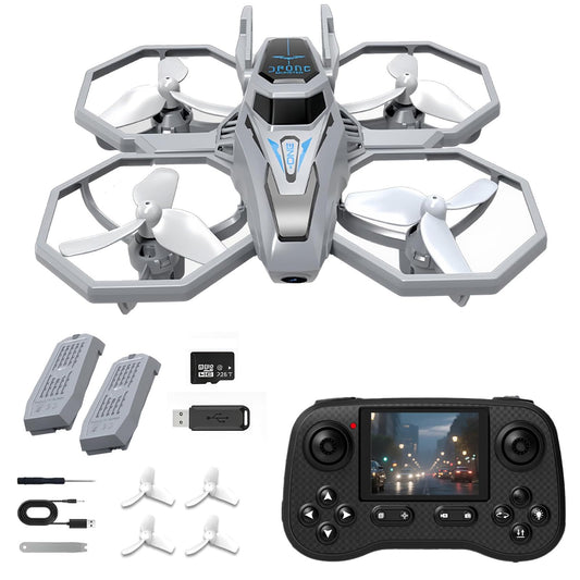elecci D79Pro FPV Drone with Screen Controller, Crossing drones, Altitude Hold, One Key Take Off/Landing, Active Obstacle Avoidance,360 Degree Flip, Two-batteries. (White-2 batteries)