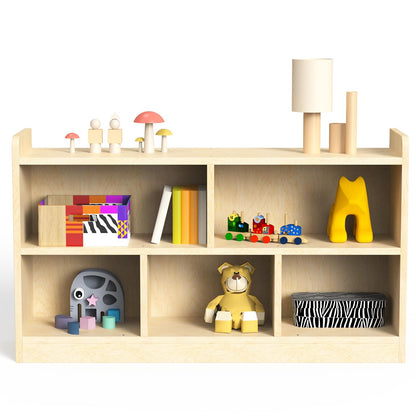 bbgroundgrm Birch Plywood Wood Montessori Shelf - 5-Section Storage Cabinet, 2-Shelf Organizer for Kids, Ideal for Classrooms, Playrooms, Daycares, and Preschools