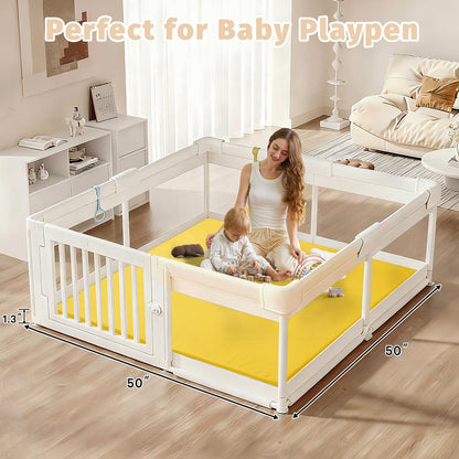 ILPEOD Waterproof Baby Play Mat for Floor Memory Foam 50 * 50 Cushion Playpen Playmat Tummy Time Crawling Mat Nursery Rug Thick Pad Create Soft & Safe Area for Infants,Toddler,Kid,Yellow