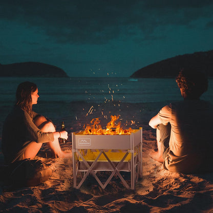 KAMPKEEPER Portable Fire Pit, Outdoor Tabletop Firepit 18 Inch, 304 Stainless Steel Wood Burning Fireplaces, Collapsible Pop Up Fire Pit for Outside, Included Heat Shield for Leave No Trace Fires