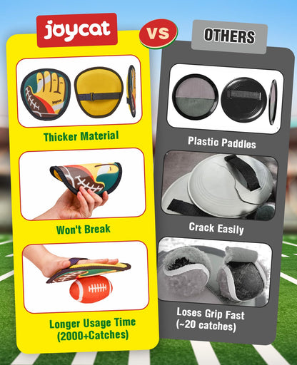 JoyCat Football Toss and Catch Ball Game for Kids, 4 Paddles & 4 Soft Footballs, American Football Training Set for Backyard Beach, Sports Outdoor Toys Birthday Gift Idea for Boys Girls Ages 3-12