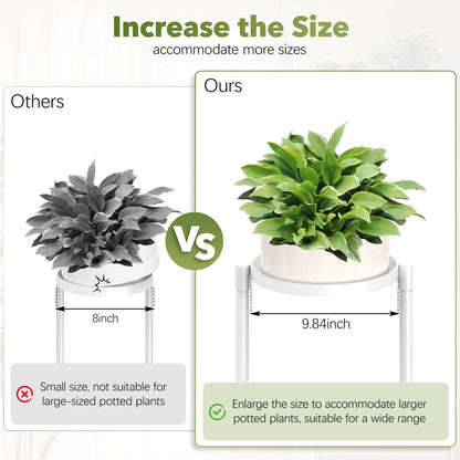3 Tier Metal Plant Stand Indoor Outdoor, JOPBENG Corner Plant Shelf with 10 Inch Wide Tray,Flower Pot Display Holder Iron Rack Organizer Stand for Living Room Office Garden Patio Balcony Bedroom White