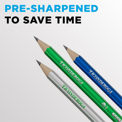 Ticonderoga Wooden Pencils, Pre-Sharpened, #2 HB Soft, Metallic Colors, 150 Count