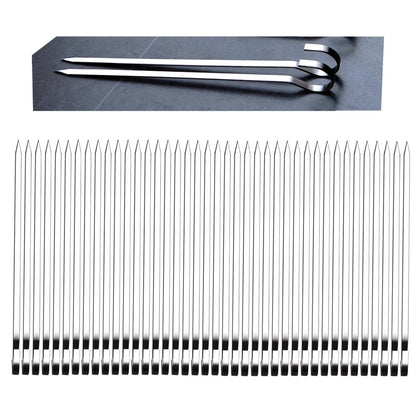 40PCS Kabob Skewers Flat Metal BBQ Barbecue Skewer 7" short Stainless Steel Shish Kebob Sticks Wide Reusable Grilling Skewers Set for Meat Shrimp Vegetable, Set of 40 with box (5.9inch)