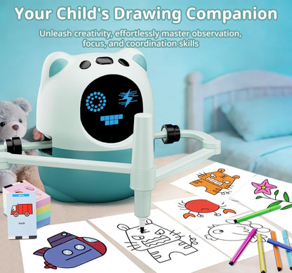 Drawing Robot for Kids with 150 Cards& 12 Color Pens，Montessori Drawing Learning Toys,Interactive Educational Robot Drawing Machine for 3 4 5 6 7 8 Year Old Boys Girls Christmas Birthday Party Present