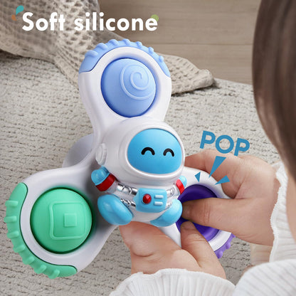 ALASOU 3 PCS Suction Cup Rotating Toys and 12 PCS Soft Rubber Car Toys with Playmat for Infant and Toddlers