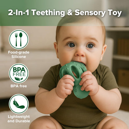 Haakaa Silicone Teether Combo&Octopus Rattle Teether-Baby Freezer Teething Toy - Soft Cold Teether - Soothe Teething Pain & Itching Gums - Perfect Size-in-1 Baby Teething Toy with Gentle Rattle