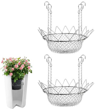 Adjustable Planter Insert, Chain Planter Filler for Elevate Plants, Flower Filler Support Chains Outdoor, Stainless Steel Plant Pot with Chains, Plant Lift Risers for Inside Pots