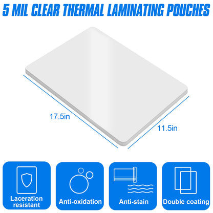 HERKKA 200 Pack Laminating Pouches, Hold 11 x 17 Inch Sheet, 5 Mil Clear Thermal Laminating Paper 11.5 x 17.5 Inch, Round Corner