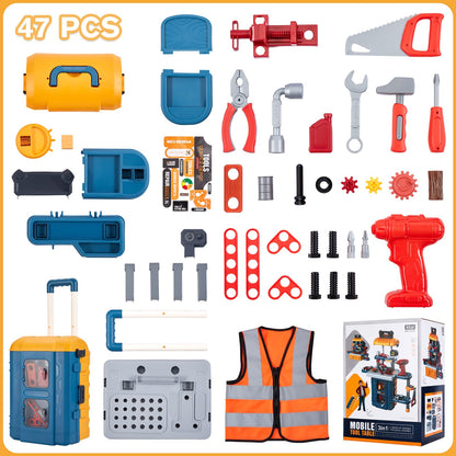 Kids Tool Bench with Kids Tool Set, Three Modes Toddler Tool Bench with Electric Drill Set, Pretend Construction Toys Kid Workbench, Toddler Workbench Tool Bench for Kid Ages 3-5 6-8