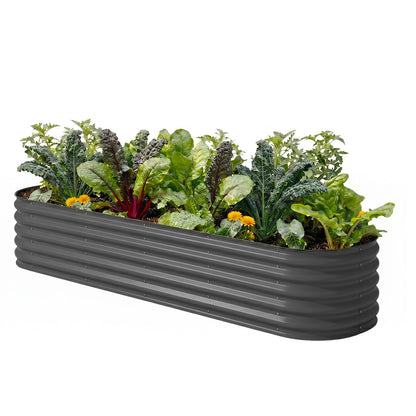 TABU Galvanized Raised Garden Bed Outdoor, 8x4x1.5 Ft Metal Planter Box with Anti-Cutting Edge, Rust-Resistant Garden Bed Kit for Outdoor Gardening, for Vegetables, Flowers, Herbs, Grey