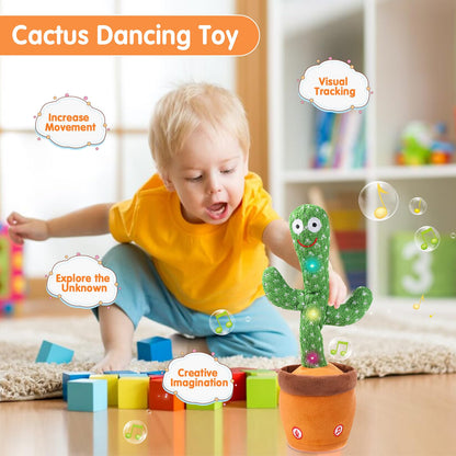 Dancing Cactus Toy for Baby Toddler, Talking Cactus Colorful Glowing Repeating What You Say, Singing Toys 10 Pcs Songs for Baby Gifts