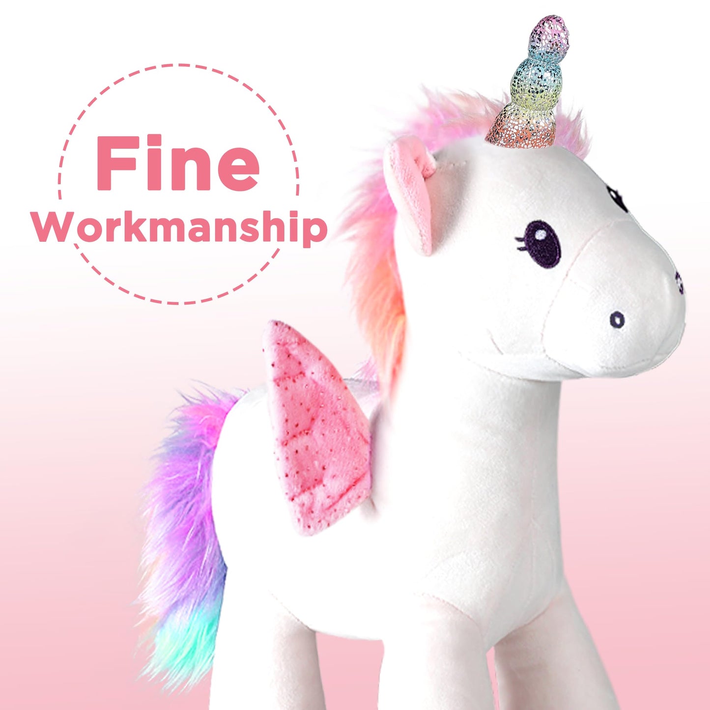 iPlay, iLearn Plush Magic Unicorn Toy W/Remote Control Fairy Magical Wand, Girl Music Unicorn Stuffed Animal W/LED Light Sound, Interactive Birthday Gift 18 24 Month Baby Toddler 2 3 4 5 6 7 Year Kid