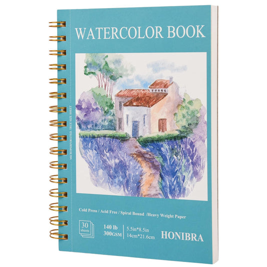 Watercolor Paper Pad 5.5" x 8.5", 30 Sheets 140lb/300g Cold Press Small Watercolor Sketchbook, Spiral Bound Watercolor Journal workbook for Adults Exercises or Mixed Media Drawing and Markers