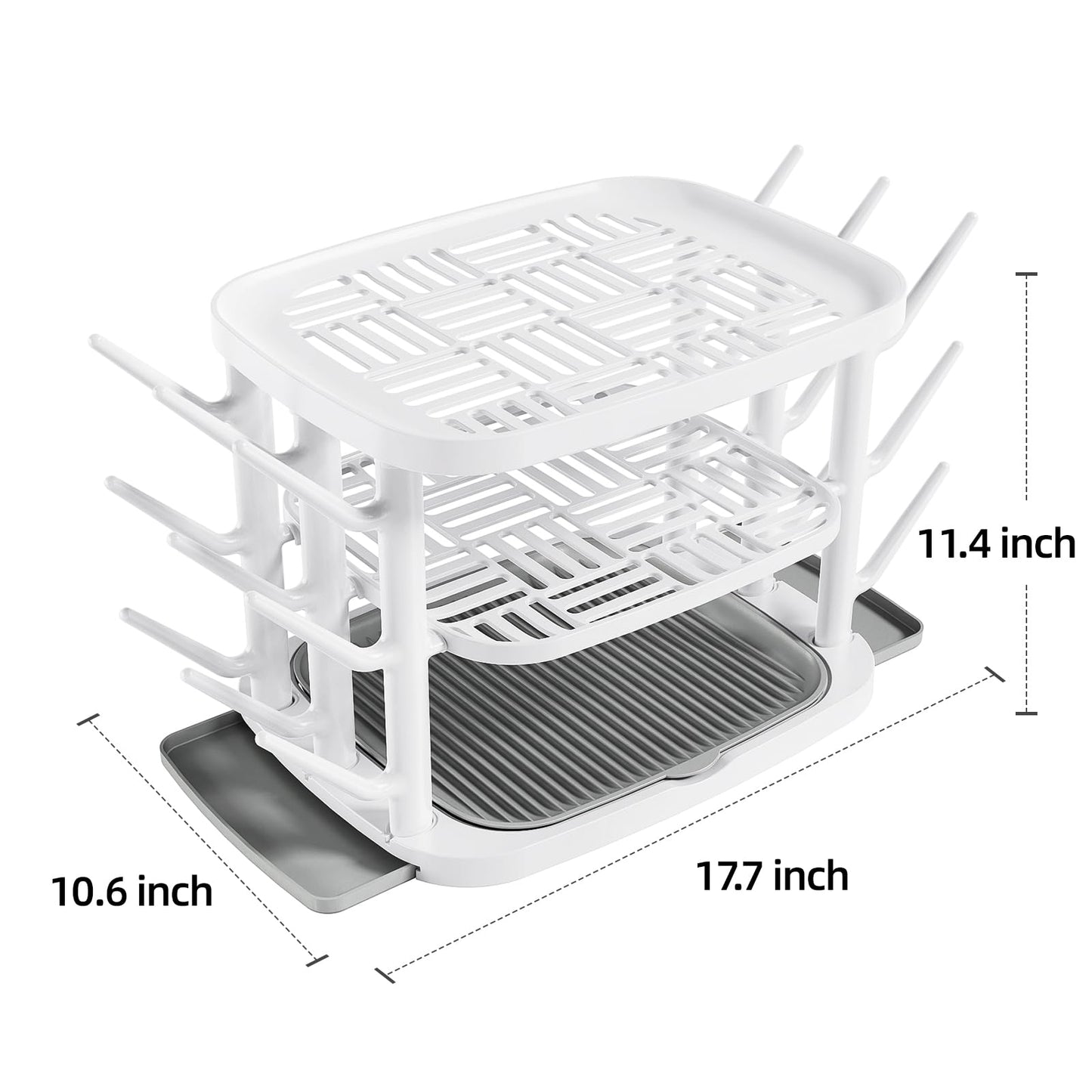 GREENDADI Baby Bottle Drying Rack,3-Tier Large Capacity Countertop Organizer with 360° Ventilation, Removable Drip Tray, Non-Slip Base – Easy to Clean Bottle Holder for Baby Accessories