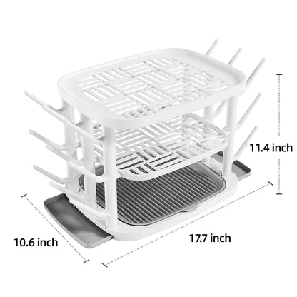 GREENDADI Baby Bottle Drying Rack,3-Tier Large Capacity Countertop Organizer with 360° Ventilation, Removable Drip Tray, Non-Slip Base – Easy to Clean Bottle Holder for Baby Accessories