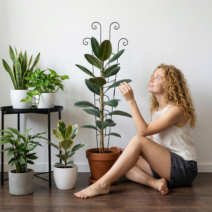 2 Pack 30 in Adjustable Plant Trellis Thickened Rust-Proof Metal Climbing Support Expandable 15-30 Inch Indoor Outdoor Garden Trellis for Pothos Ivy Monstera with Plant Ties