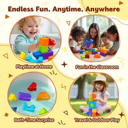 Pairez Toys Multi-Shape Magnetic Blocks, Large Stacking & Building Blocks Set, Preschool Educational Sensory Magnet Toys for Kids Ages 3-5 Year Old Boys & Girls Toddlers(20pcs)